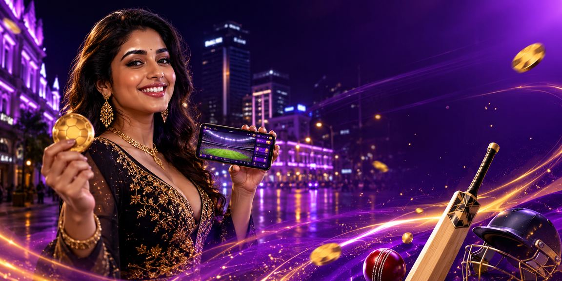 VIP player enjoying IPL cricket betting in Bangalore at night with neon lights